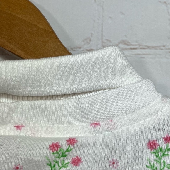 Vintage Ashleigh Morgan Shirt Womens Large White Floral Collared Shoulder Pads - Picture 10 of 12